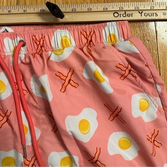 Mosmann Australia Swim Trunks Bacon Eggs Pink X-Large 7” Inseam - Picture 9 of 9